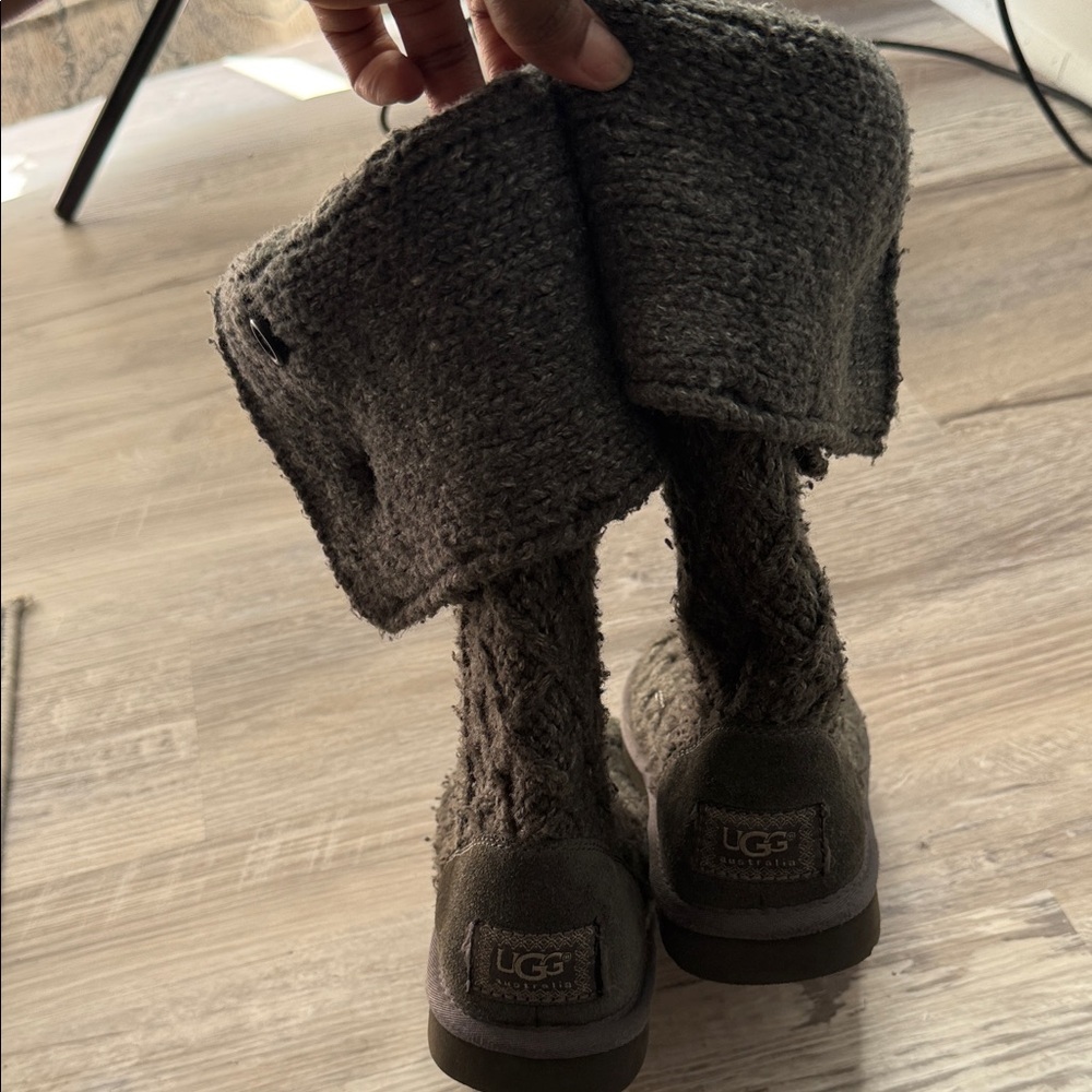 UGG Australia Classic Lattice Cardy Boot Tall Size 6 Women's Color Charcoal Grey - Picture 3 of 6